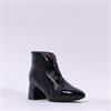 Wonders V Cut Pointed Block Heel Boot - Black Patent